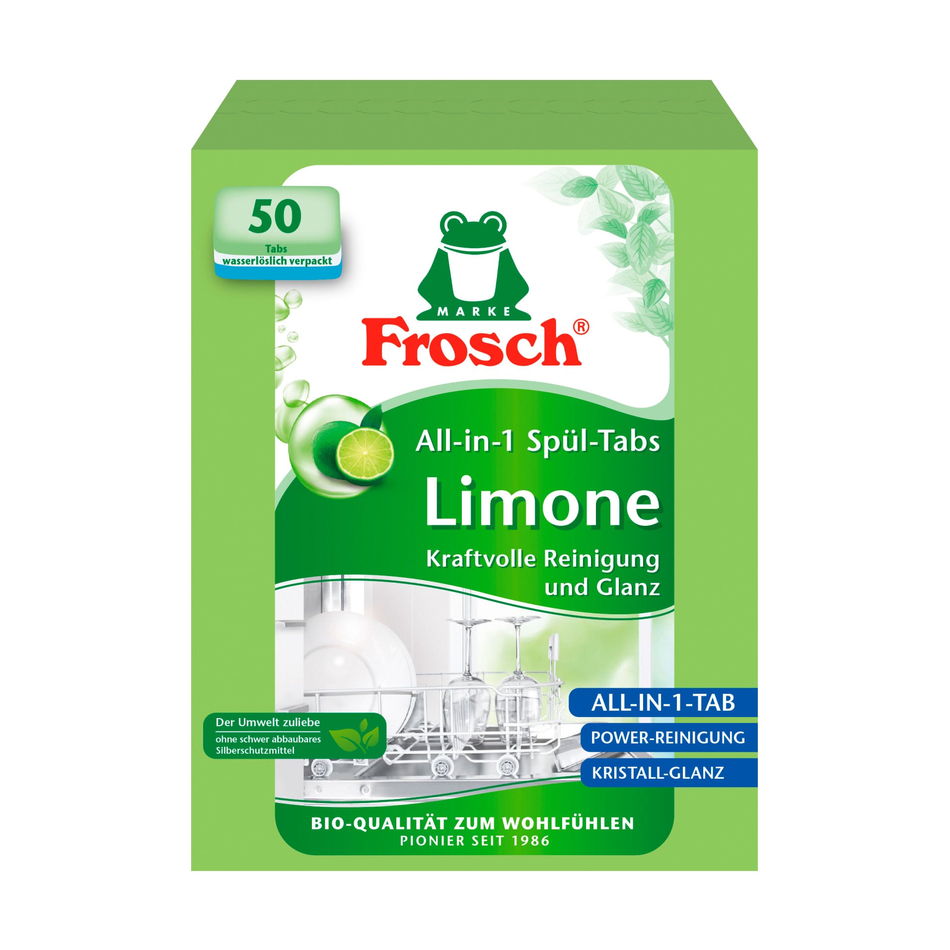 Таблетки для миття посуду в посудомийних машинах Frosch Лимон, 50*18 г