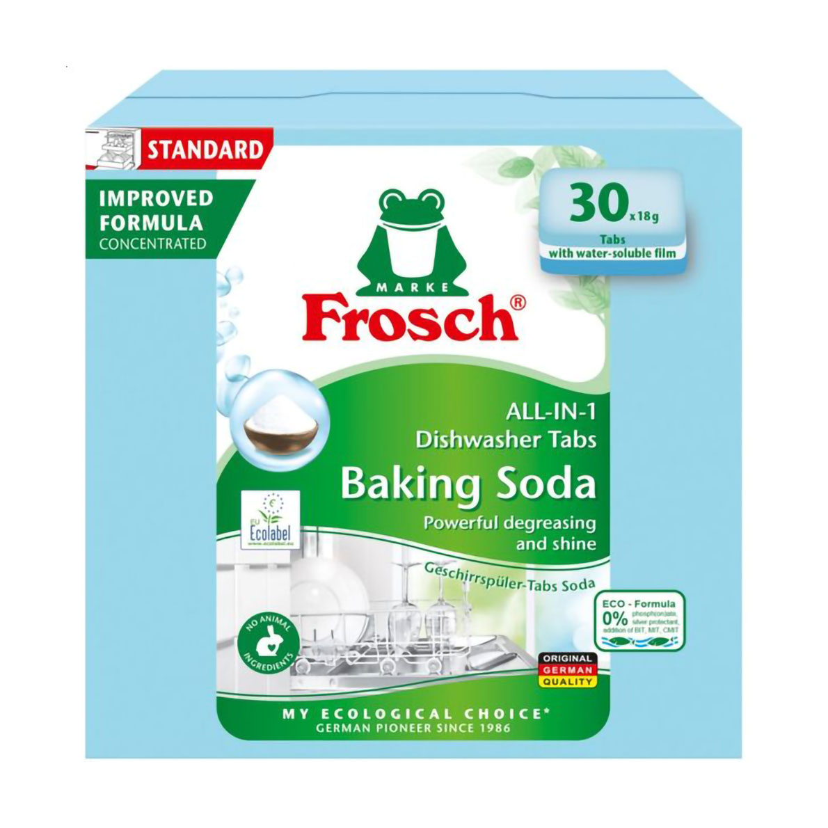 Таблетки для миття посуду в посудомийних машинах Frosch Сода, 30*18 г